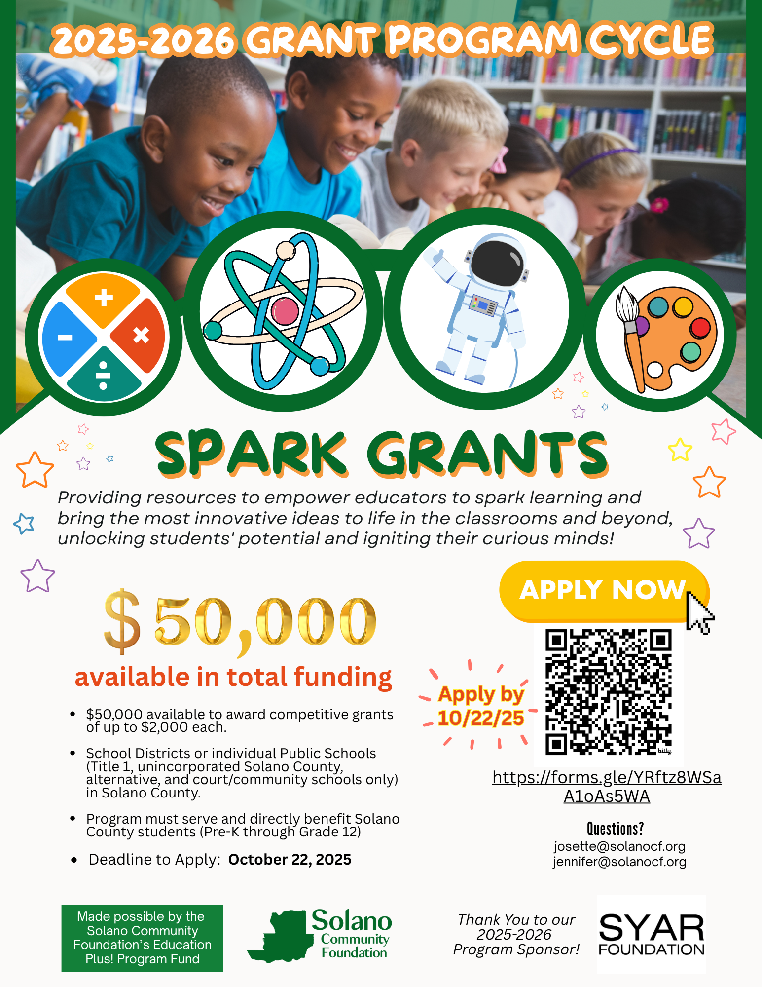 Spark Grants 2025-2026 - Apply by Oct 22nd